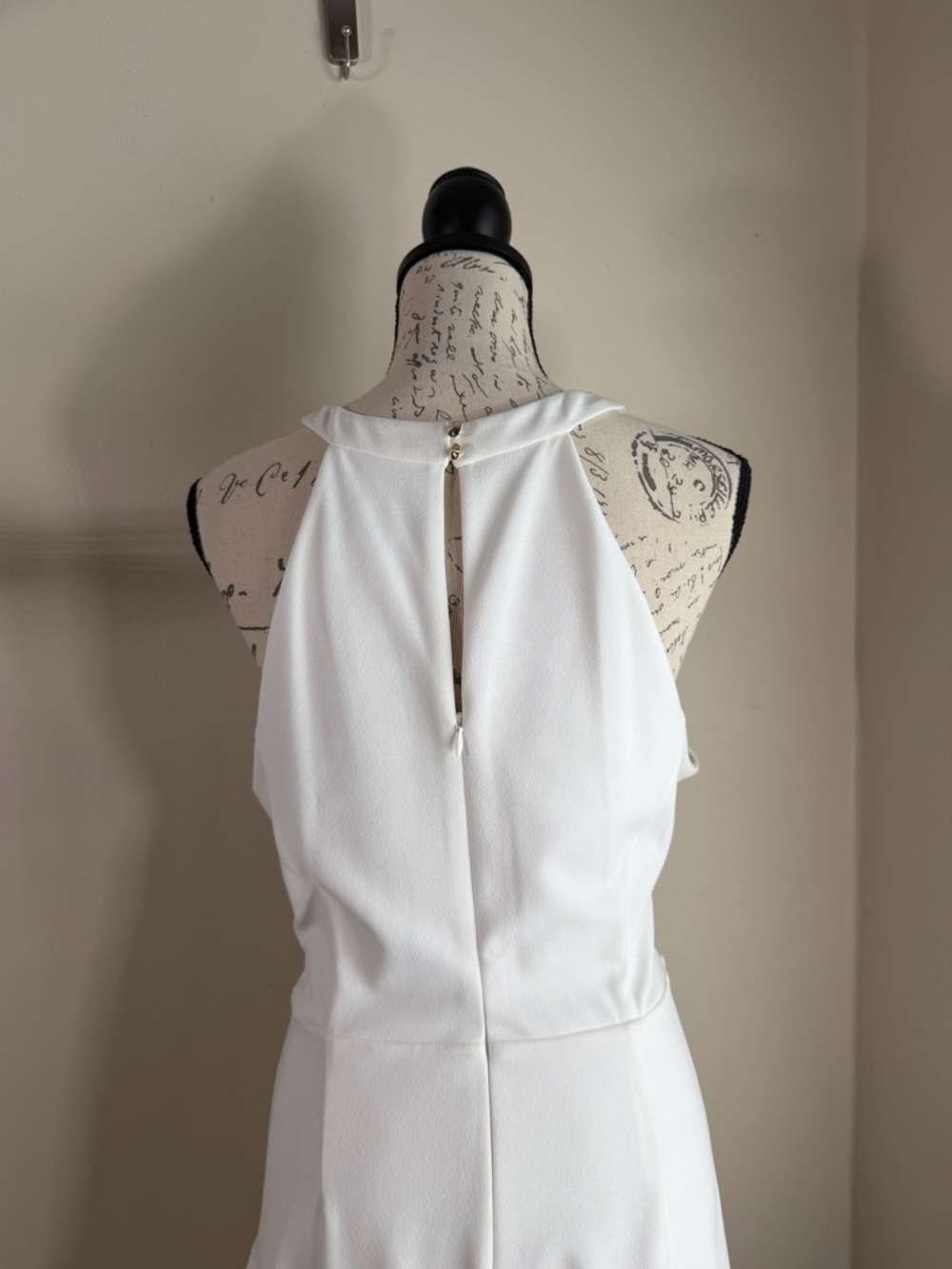 Guess White Halter Mini Dress with Textured Ruffle Hem - Picture 6 of 11